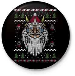 printfashion Karácsonyi csúny minta - viking - Kitűző, hűtőmágnes - Fekete (5723407)