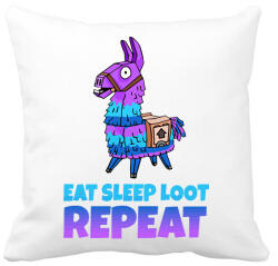 printfashion Eat Sleep Loot Repeat - Párnahuzat, Díszpárnahuzat - Fehér (1955152)