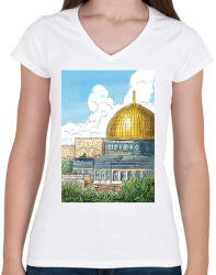 printfashion Jeruzsálem - Női V-nyakú póló - Fehér (13480851)