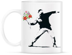printfashion Banksy - Kalocsai csokor - Bögre - Fehér (7083081)