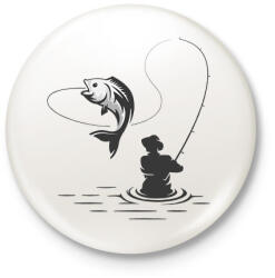 printfashion Horgász - Kitűző, hűtőmágnes - Fehér (15887397)