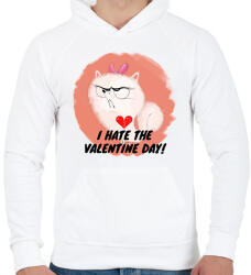 printfashion I HATE VALENTINE DAY - Férfi kapucnis pulóver - Fehér (2146086)