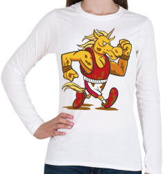 printfashion Unikornis futó - Női hosszú ujjú póló - Fehér (13645895)