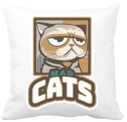 printfashion Mad Cats - Párnahuzat, Díszpárnahuzat - Fehér (5204738)