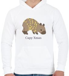 printfashion capybara család - karácsonyi fény - Férfi kapucnis pulóver - Fehér (14888678)