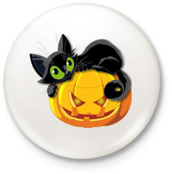 printfashion Halloween cica - Kitűző, hűtőmágnes - Fehér (3078020)