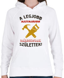 printfashion Asztalos szülinapja március színes - Női kapucnis pulóver - Fehér (5446662)