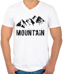 printfashion Mountain - Férfi V-nyakú póló - Fehér (4716848)