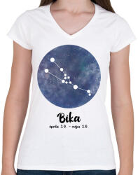 printfashion Bika - Női V-nyakú póló - Fehér (7473528)