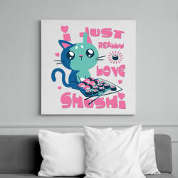 printfashion Cica - Csak igazán szeretem a shushit - Vászonkép - Fehér (6634979)