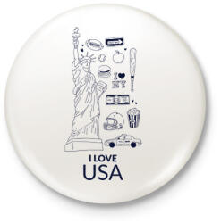 printfashion I LOVE USA - Kitűző, hűtőmágnes - Fehér (10653588)