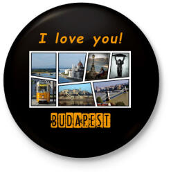 printfashion i love you budapest - Kitűző, hűtőmágnes - Fekete (3098381)