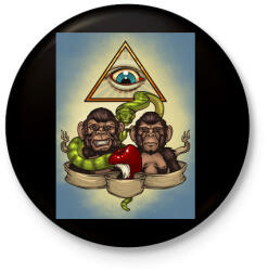 printfashion Majmok - Kitűző, hűtőmágnes - Fekete (3094196)