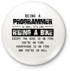 printfashion Being a programmer (black) - Kitűző, hűtőmágnes - Fehér (7241183)