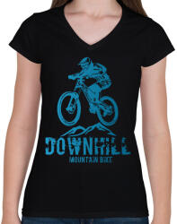 printfashion downhill - Női V-nyakú póló - Fekete (4106923)