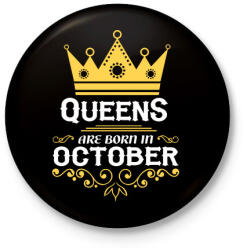 printfashion A királynők októberben születnek - Kitűző, hűtőmágnes - Fekete (3092859)
