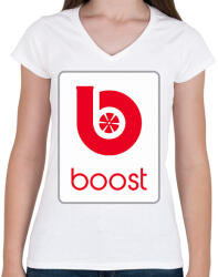 printfashion BOOST - Női V-nyakú póló - Fehér (1702806)