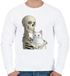 printfashion Cicás leszek amíg élek (fehér cicával) - Férfi pulóver - Fehér (14450879)