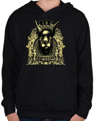 printfashion Agresszív - Gyerek kapucnis pulóver - Fekete (34457)