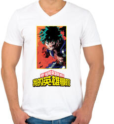 printfashion My Hero Academia - Férfi V-nyakú póló - Fehér (5408901)