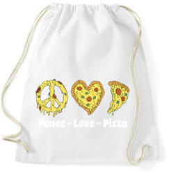 printfashion Peace, love, pizza - Sportzsák, Tornazsák - Fehér (13010124)