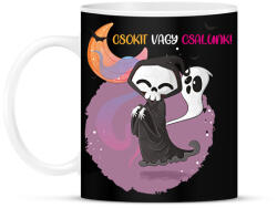 printfashion Csokit vagy csalunk halloween csontváz - Bögre - Fekete (9456692)