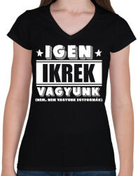 printfashion Ikrek vagyunk (fehér) - Női V-nyakú póló - Fekete (10922368)