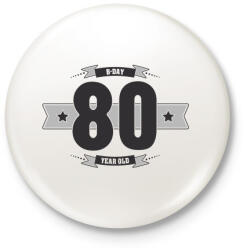 printfashion b-day-80-dark-lightgrey - Kitűző, hűtőmágnes - Fehér (3076433)