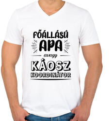 printfashion Főállású apa - Férfi V-nyakú póló - Fehér (7125193)