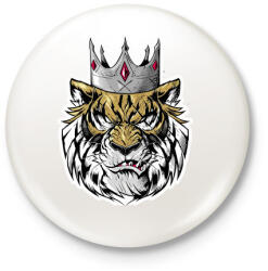 printfashion Tigris - Kitűző, hűtőmágnes - Fehér (3082895)