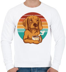 printfashion Kávézó labrador - Férfi pulóver - Fehér (13677273)