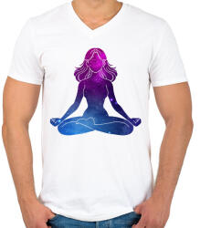 printfashion Meditáció - Férfi V-nyakú póló - Fehér (14517303)
