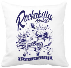 printfashion Rockabilly baby - Párnahuzat, Díszpárnahuzat - Fehér (194656)