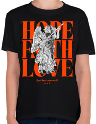 printfashion Hope Faith Love - Gyerek póló - Fekete (14272650)