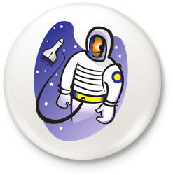 printfashion Asztronauta - Kitűző, hűtőmágnes - Fehér (15093005)