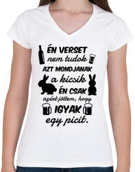 printfashion Én verset nem tudok - Női V-nyakú póló - Fehér (15753093)