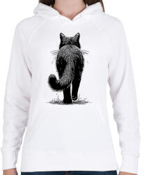 printfashion Fekete macska rajz - Női kapucnis pulóver - Fehér (16693676)