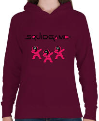 printfashion Squid game trio dab fekete - Női kapucnis pulóver - Bordó (5727082)