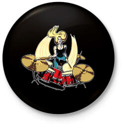 printfashion Dobos csaj - Kitűző, hűtőmágnes - Fekete (9128781)