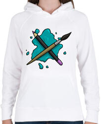 printfashion Ceruza és ecset - Női kapucnis pulóver - Fehér (8405575)