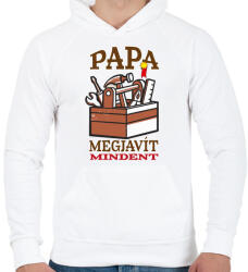 printfashion Papa megjavít mindent - Férfi kapucnis pulóver - Fehér (4373293)