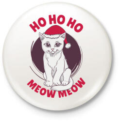 printfashion Karácsonyi Cica Ho Ho Ho - Kitűző, hűtőmágnes - Fehér (4103170)