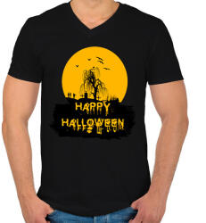 printfashion happy halloween - Férfi V-nyakú póló - Fekete (1847574)