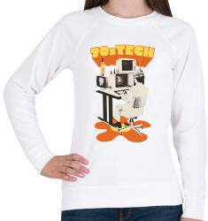 printfashion Retro - 70-es évek technológia - Női pulóver - Fehér (5714694)