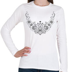 printfashion Indiai mintás nyakék - Női hosszú ujjú póló - Fehér (6575741)