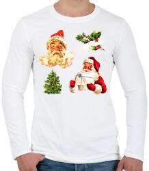 printfashion Retro télapó - Férfi hosszú ujjú póló - Fehér (14613699)