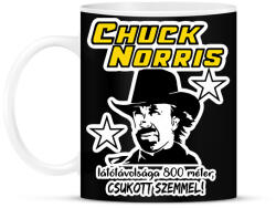 printfashion Chuck Norris látótávolsága csukott szemmel - Bögre - Fekete (1268549)