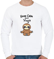 printfashion Keep calm and do yoga - Férfi pulóver - Fehér (14183668)