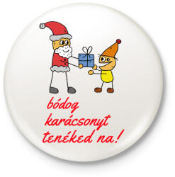 printfashion bódog karácsonyt tenéked na - Kitűző, hűtőmágnes - Fehér (10031187)