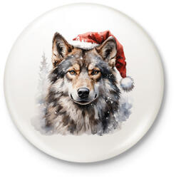 printfashion Karácsonyi farkas - Kitűző, hűtőmágnes - Fehér (14950799)